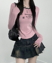 フロント英字プリント ロンT Tシャツ