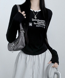 フロント英字プリント ロンT Tシャツ