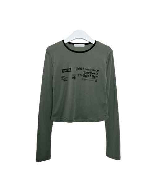 VIVID LADY(ビビッドレディー)の「フロント英字プリント ロンT Tシャツ(Tシャツ/カットソー・レディース・ピンク/カーキ/ブラック/アイボリー・FREE)」の9枚目の写真