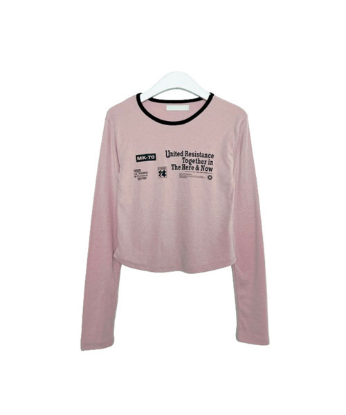 VIVID LADY(ビビッドレディー)の「フロント英字プリント ロンT Tシャツ(Tシャツ/カットソー・レディース・ピンク/カーキ/ブラック/アイボリー・FREE)」の10枚目の写真