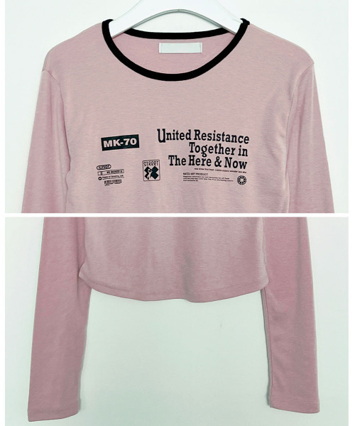 VIVID LADY(ビビッドレディー)の「フロント英字プリント ロンT Tシャツ(Tシャツ/カットソー・レディース・ピンク/カーキ/ブラック/アイボリー・FREE)」の13枚目の写真