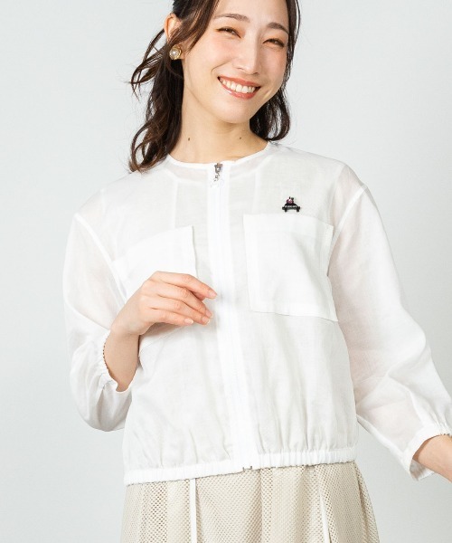 STUDIO PICONE(スタジオピッコーネ)の「麻混冷感ジップブルゾン(ブルゾン・レディース・ネイビー/ブルー/ホワイト/キャメル・LL/L/M)」の19枚目の写真