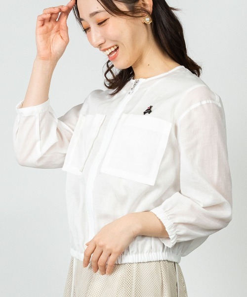 STUDIO PICONE(スタジオピッコーネ)の「麻混冷感ジップブルゾン(ブルゾン・レディース・ネイビー/ブルー/ホワイト/キャメル・LL/L/M)」の20枚目の写真