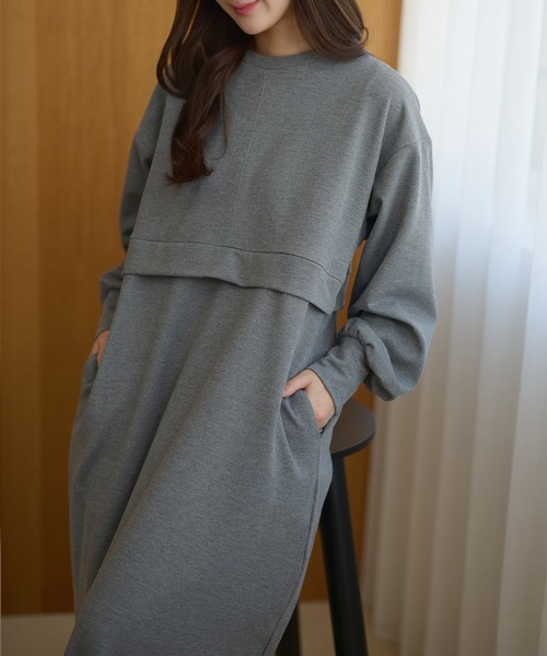 DAYRA(デイラ)の「セットアップ風 切替え マキシ 長袖 ワンピース(ワンピース・レディース・モカ/グレー/ブラック・S/FREE)」の15枚目の写真