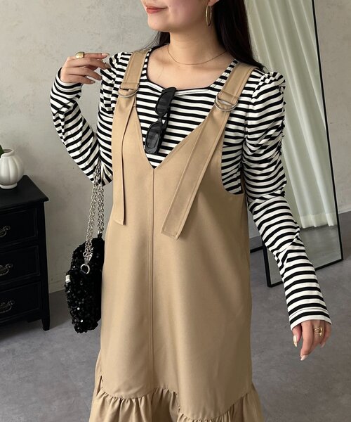 prose verse（プロズヴェール）の「袖シャーリングギャザーボーダートップス（Tシャツ/カットソー・レディース・ブラック系その他・LARGE/MEDIUM）」の16枚目の写真