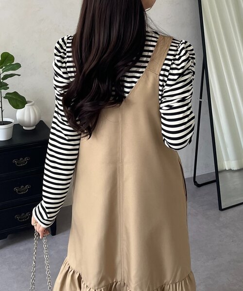 prose verse（プロズヴェール）の「袖シャーリングギャザーボーダートップス（Tシャツ/カットソー・レディース・ブラック系その他・LARGE/MEDIUM）」の9枚目の写真