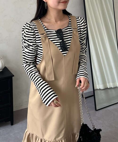 prose verse（プロズヴェール）の「袖シャーリングギャザーボーダートップス（Tシャツ/カットソー・レディース・ブラック系その他・LARGE/MEDIUM）」の11枚目の写真