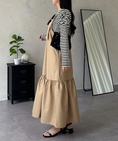 prose verse（プロズヴェール）の「袖シャーリングギャザーボーダートップス（Tシャツ/カットソー・レディース・ブラック系その他・LARGE/MEDIUM）」の5枚目の写真