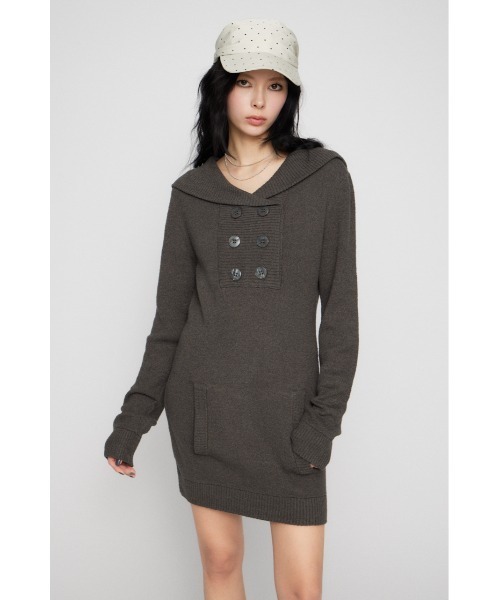 LAGUA GEM(ラグアジェム)の「SAILOR COLLAR ミニワンピース(ワンピース・レディース・チャコールグレー/ネイビー・SMALL/MEDIUM)」の14枚目の写真