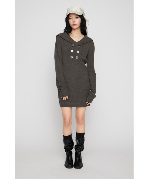 LAGUA GEM(ラグアジェム)の「SAILOR COLLAR ミニワンピース(ワンピース・レディース・チャコールグレー/ネイビー・SMALL/MEDIUM)」の15枚目の写真