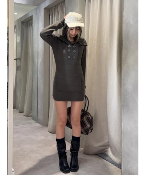 LAGUA GEM(ラグアジェム)の「SAILOR COLLAR ミニワンピース(ワンピース・レディース・チャコールグレー/ネイビー・SMALL/MEDIUM)」の4枚目の写真
