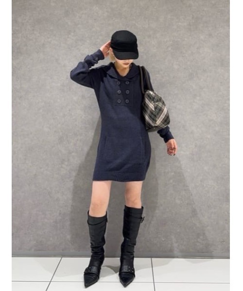 LAGUA GEM(ラグアジェム)の「SAILOR COLLAR ミニワンピース(ワンピース・レディース・チャコールグレー/ネイビー・SMALL/MEDIUM)」の7枚目の写真