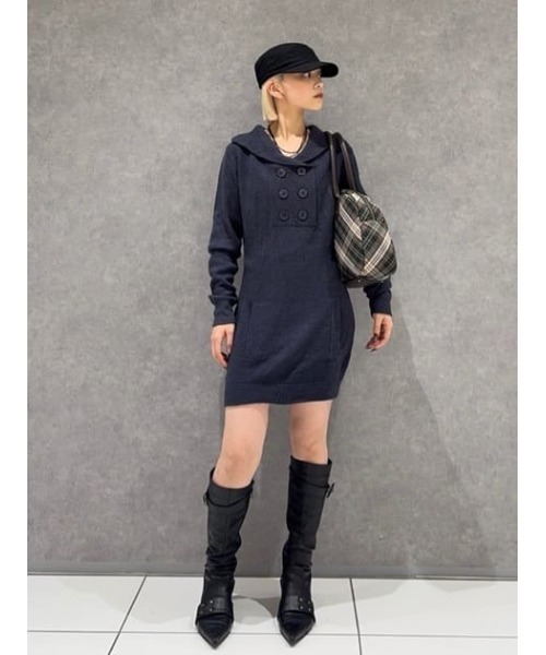 LAGUA GEM(ラグアジェム)の「SAILOR COLLAR ミニワンピース(ワンピース・レディース・チャコールグレー/ネイビー・SMALL/MEDIUM)」の6枚目の写真