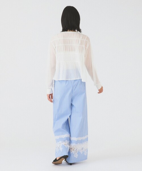 Ray BEAMS(レイビームス)の「シアーシャーリング クルーネック カーディガン(ニット/セーター・レディース・ホワイト/サックスブルー/ブラック・ONE SIZE)」の4枚目の写真