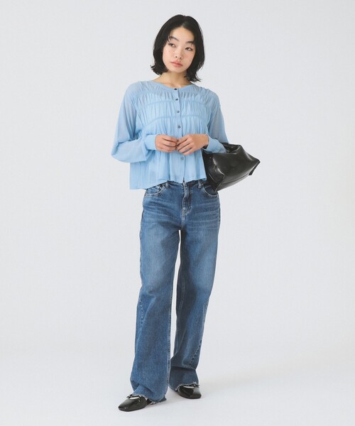 Ray BEAMS(レイビームス)の「シアーシャーリング クルーネック カーディガン(ニット/セーター・レディース・ホワイト/サックスブルー/ブラック・ONE SIZE)」の10枚目の写真