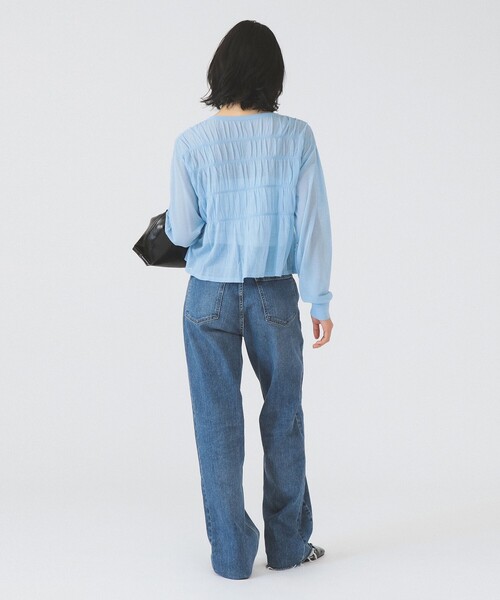 Ray BEAMS(レイビームス)の「シアーシャーリング クルーネック カーディガン(ニット/セーター・レディース・ホワイト/サックスブルー/ブラック・ONE SIZE)」の12枚目の写真