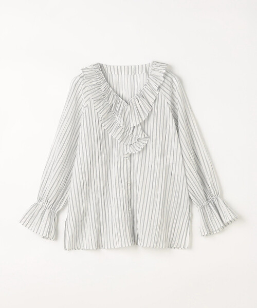 K.T KIYOKO TAKASE（キヨコタカセ）の「シワ加工ストライプ ラッフルシャツブラウス（シャツ/ブラウス・レディース・ホワイト×ネイビー/ブルー系その他・7号/9号）」の15枚目の写真