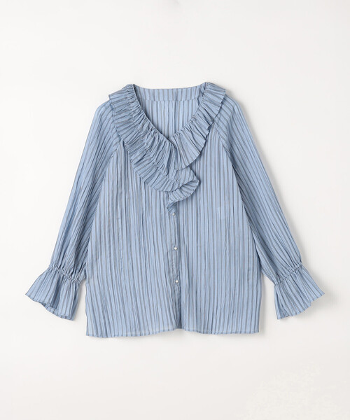 K.T KIYOKO TAKASE（キヨコタカセ）の「シワ加工ストライプ ラッフルシャツブラウス（シャツ/ブラウス・レディース・ホワイト×ネイビー/ブルー系その他・7号/9号）」の16枚目の写真