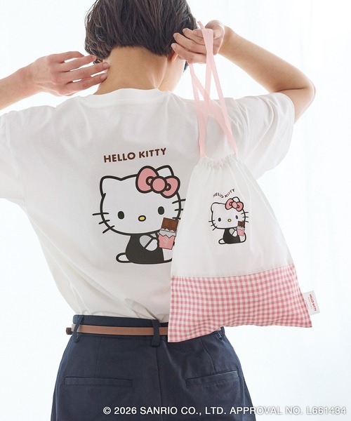 ROPE' PICNIC（ロペピクニック）の「【ROPE' PICNIC×ハローキティ】巾着付きアソートTシャツ（Tシャツ/カットソー・レディース・ピンク/ホワイト系その他/ブラック系その他/ホワイト系その他2・FREE）」の2枚目の写真