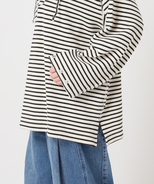 U by SPICK&SPAN（ユーバイスピックアンドスパン）の「LENO ボーダーメキシカン パーカー（パーカー・レディース・ブラック・FREE）」の22枚目の写真