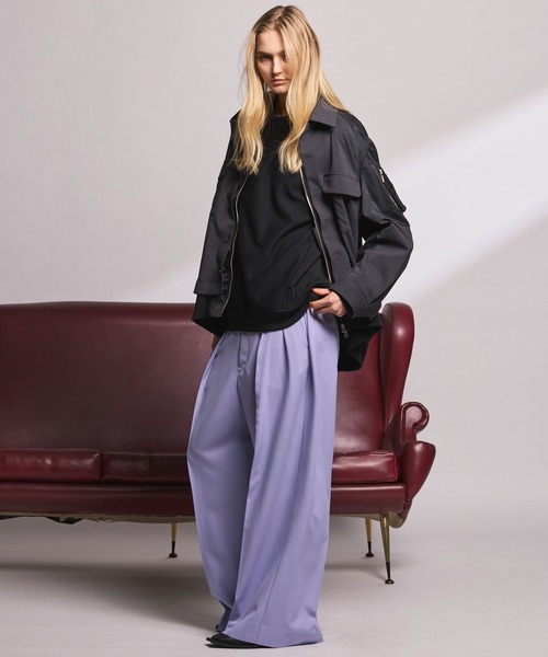 MAISON SPECIAL(メゾンスペシャル)の「《UNISEX》Crew Neck Prime-Over Pullover Sweatshirt/クルーネックプライムオーバープルオーバースウェット【MAISON SPECIAL/メゾンスペシャル】(スウェット・メンズ・ラベンダー/グレー/ライトグリーン/ブラック・2/1/0)」の9枚目の写真