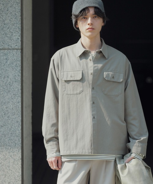 SENSE OF PLACE by URBAN RESEARCH(センスオブプレイスバイアーバンリサーチ)の「ダブルポケットカラーデニムシャツ(シャツ/ブラウス・メンズ・インディゴブルー/ライトカーキ/ピンク・MEDIUM/LARGE)」の15枚目の写真