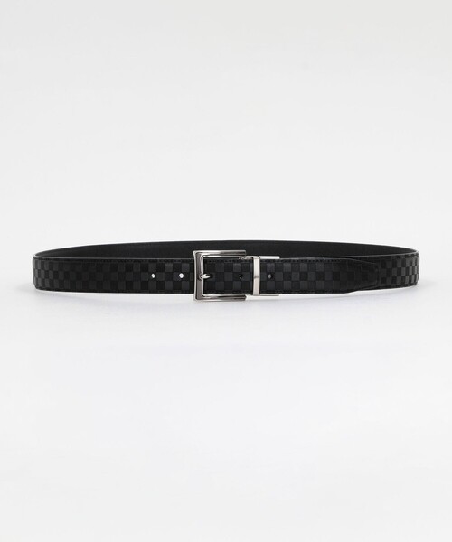 COMME CA ISM(コムサイズム)の「市松大柄 サフィアーノ型押し リバーシブルベルト(ベルト・メンズ・ブラック/ダークブラウン・FREE)」の2枚目の写真