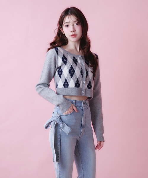fupel(フぺル)の「side ribbon high waist flare denim / サイドリボンハイウエストフレアデニム(デニムパンツ・レディース・グレー/ライトブルー・FREE)」の15枚目の写真
