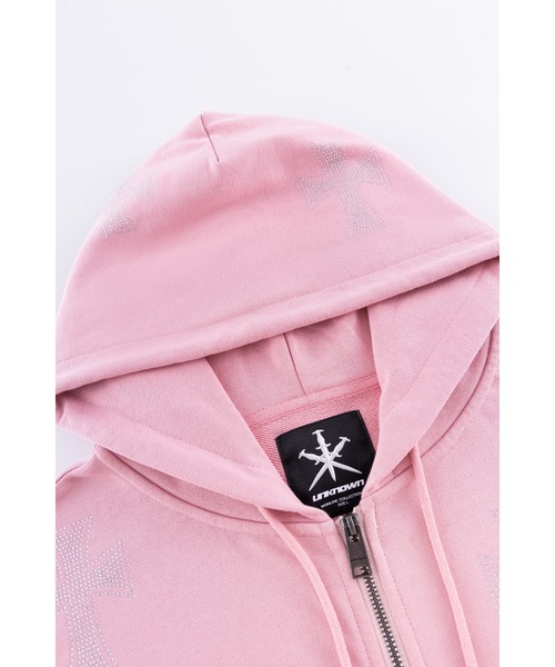 UNKNOWN LONDON(アンノウン・ロンドン)の「ジップフーディ|Pink Allover Cross Rhinestone Zip Hoodie|Unknown London(パーカー・メンズ・ピンク・X-LARGE/LARGE/SMALL/MEDIUM)」の8枚目の写真