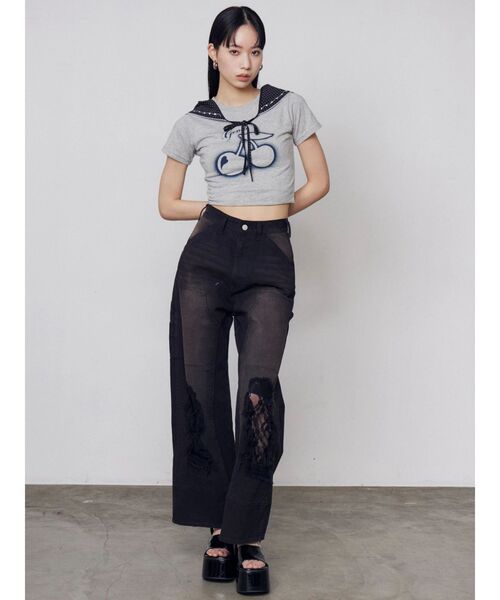 EMODA（エモダ）の「レースクラッシュルーズジーンズ（デニムパンツ・レディース・ブルー/ブラック・MEDIUM/SMALL）」の14枚目の写真