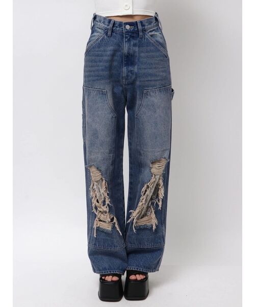 EMODA（エモダ）の「レースクラッシュルーズジーンズ（デニムパンツ・レディース・ブルー/ブラック・MEDIUM/SMALL）」の15枚目の写真