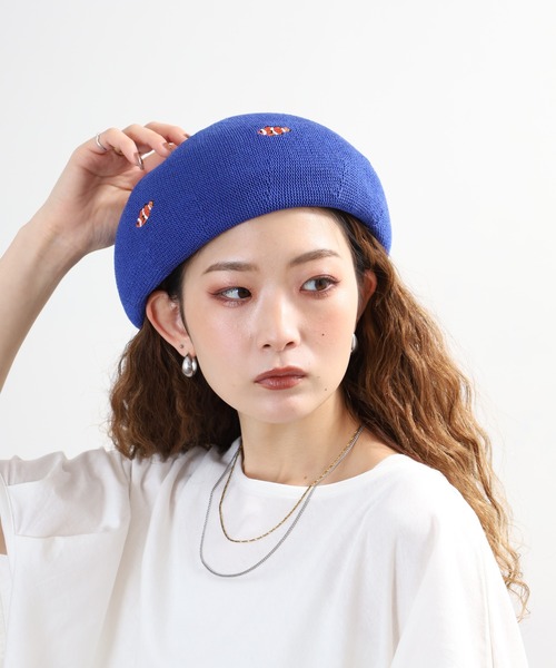 FUNALIVE（ファンアライブ）の「アニマル刺繍　ベレー帽（ハンチング/ベレー帽・レディース・オリーブ/ブラック/ブルー/グレー/ベージュ/マスタード・FREE）」の5枚目の写真