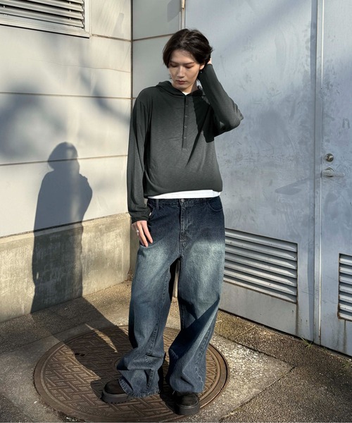 sedacle(セダクル)の「ヘンリースラブフードロンT(Tシャツ/カットソー・レディース・ブラック/カーキ/チャコールグレー・SMALL/LARGE/MEDIUM)」の21枚目の写真