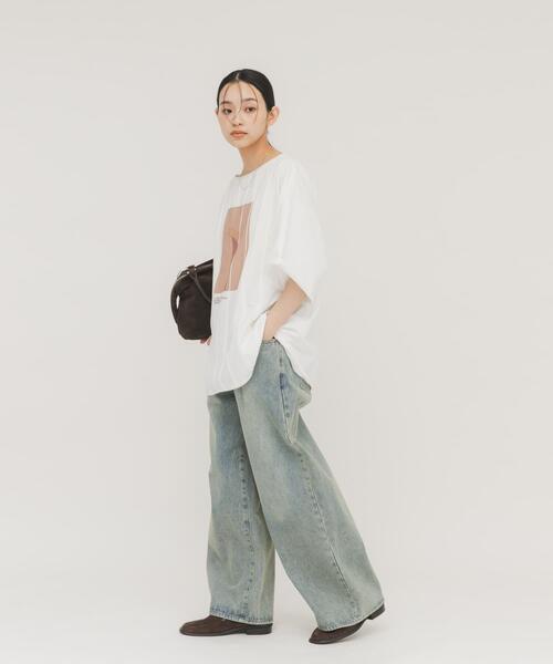 KBF（ケイビーエフ）の「ピンタックフォトプリントTEE（Tシャツ/カットソー・レディース・ネイビー/オフホワイト/イエロー系その他・ONE）」の8枚目の写真