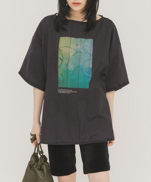 KBF（ケイビーエフ）の「ピンタックフォトプリントTEE（Tシャツ/カットソー・レディース・ネイビー/オフホワイト/イエロー系その他・ONE）」の21枚目の写真