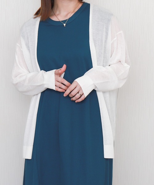 libelle more（リベル モア）の「【接触冷感】シアーニットカーディガン（カーディガン/ボレロ・レディース・ライトグレー/ブラック/ブルー/オフホワイト・M/L）」の2枚目の写真