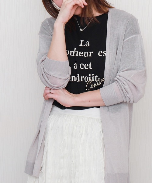 libelle more（リベル モア）の「【接触冷感】シアーニットカーディガン（カーディガン/ボレロ・レディース・ライトグレー/ブラック/ブルー/オフホワイト・M/L）」の4枚目の写真