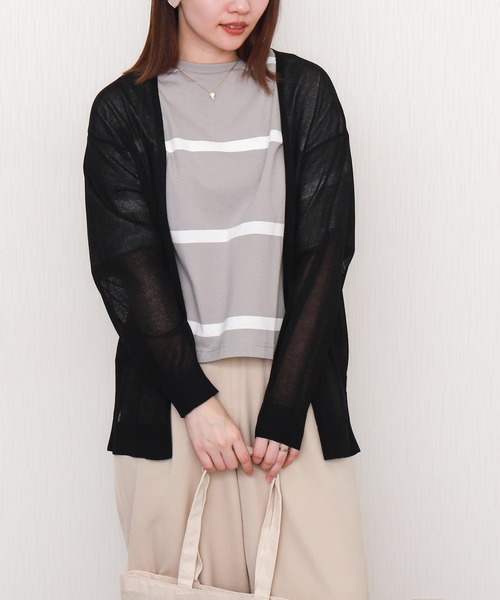 libelle more（リベル モア）の「【接触冷感】シアーニットカーディガン（カーディガン/ボレロ・レディース・ライトグレー/ブラック/ブルー/オフホワイト・M/L）」の3枚目の写真