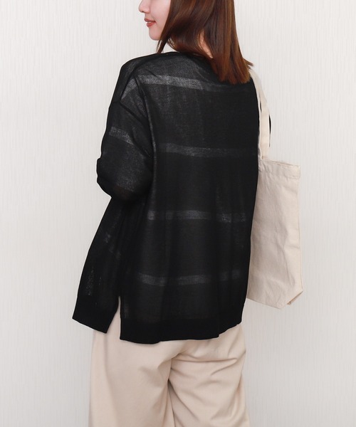 libelle more（リベル モア）の「【接触冷感】シアーニットカーディガン（カーディガン/ボレロ・レディース・ライトグレー/ブラック/ブルー/オフホワイト・M/L）」の11枚目の写真