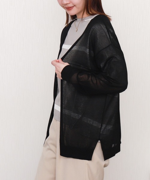 libelle more（リベル モア）の「【接触冷感】シアーニットカーディガン（カーディガン/ボレロ・レディース・ライトグレー/ブラック/ブルー/オフホワイト・M/L）」の10枚目の写真