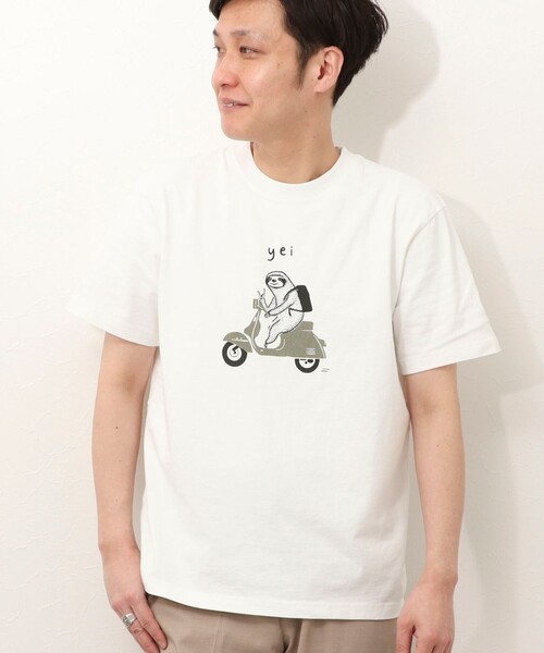 NOLLEY'S LIGHT(ノーリーズライト)の「【yei】プリントT(Tシャツ/カットソー・メンズ・グレイッシュベージュ/グレイッシュブルー/ライトグレー/ホワイト・L/M)」の2枚目の写真