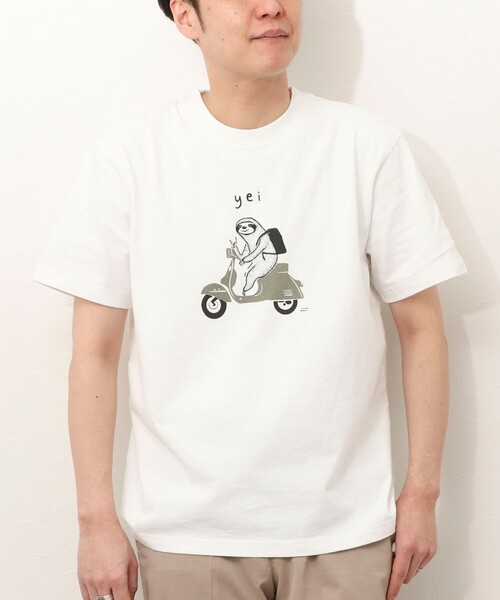 NOLLEY'S LIGHT(ノーリーズライト)の「【yei】プリントT(Tシャツ/カットソー・メンズ・グレイッシュベージュ/グレイッシュブルー/ライトグレー/ホワイト・L/M)」の6枚目の写真
