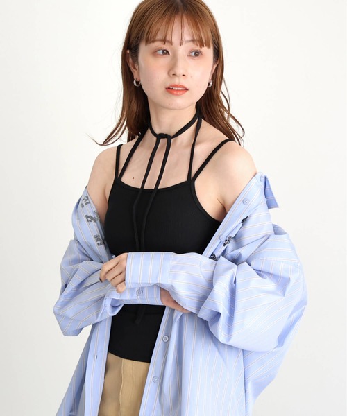 tiptop(ティップトップ)の「【丈が選べる2サイズ】テレコカップ付きチョーカーキャミ(キャミソール・レディース・ホワイト系その他/レッド/ブラック系その他2/ブラック/ホワイト系その他2/ブラック系その他/オフホワイト・FREE/SHORT)」の9枚目の写真