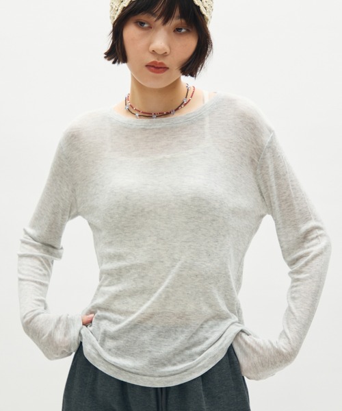 full/fill.(フルフィル)の「sheer long sleeve T / シアーロングスリーブT(Tシャツ/カットソー・レディース・ピンク/グレー/ブルー/イエロー・FREE)」の1枚目の写真
