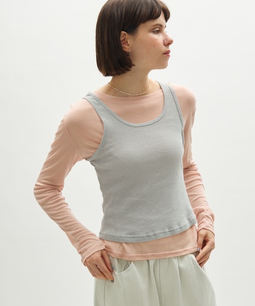 full/fill.(フルフィル)の「sheer long sleeve T / シアーロングスリーブT(Tシャツ/カットソー・レディース・ピンク/グレー/ブルー/イエロー・FREE)」の2枚目の写真
