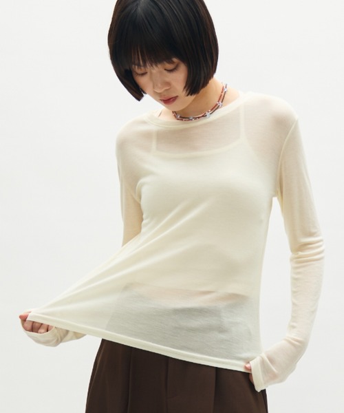 sheer long sleeve T / シアーロングスリーブT（Tシャツ/カットソー