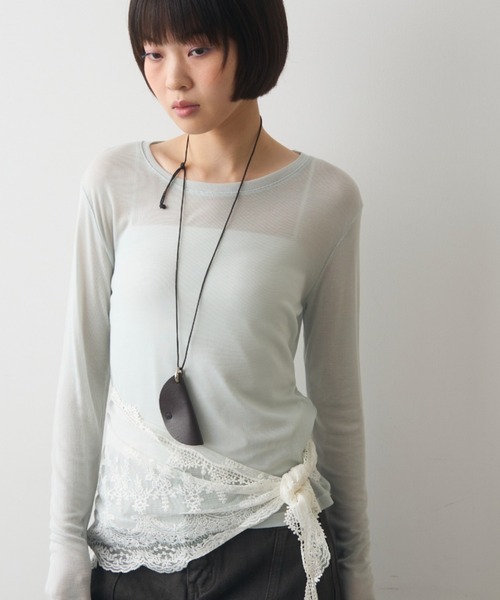 sheer long sleeve T / シアーロングスリーブT（Tシャツ/カットソー