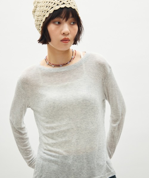 full/fill.(フルフィル)の「sheer long sleeve T / シアーロングスリーブT(Tシャツ/カットソー・レディース・ピンク/グレー/ブルー/イエロー・FREE)」の17枚目の写真