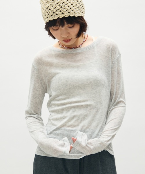 full/fill.(フルフィル)の「sheer long sleeve T / シアーロングスリーブT(Tシャツ/カットソー・レディース・ピンク/グレー/ブルー/イエロー・FREE)」の16枚目の写真