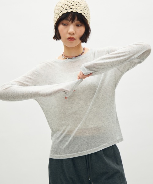 full/fill.(フルフィル)の「sheer long sleeve T / シアーロングスリーブT(Tシャツ/カットソー・レディース・ピンク/グレー/ブルー/イエロー・FREE)」の20枚目の写真
